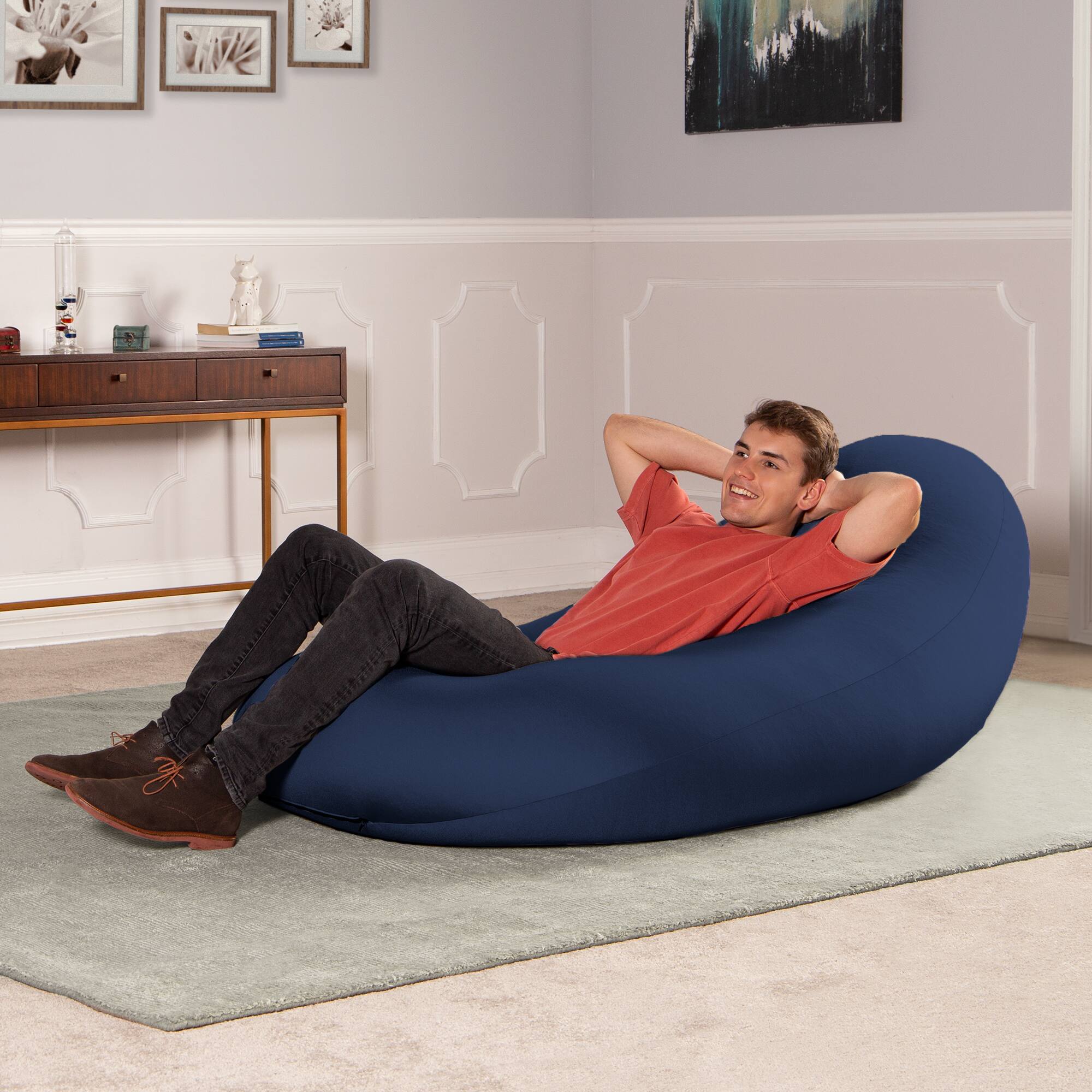 Alt View 2. Jaxx - Nimbus Spandex Bean Bag Chair, Large, Navy - Navy.