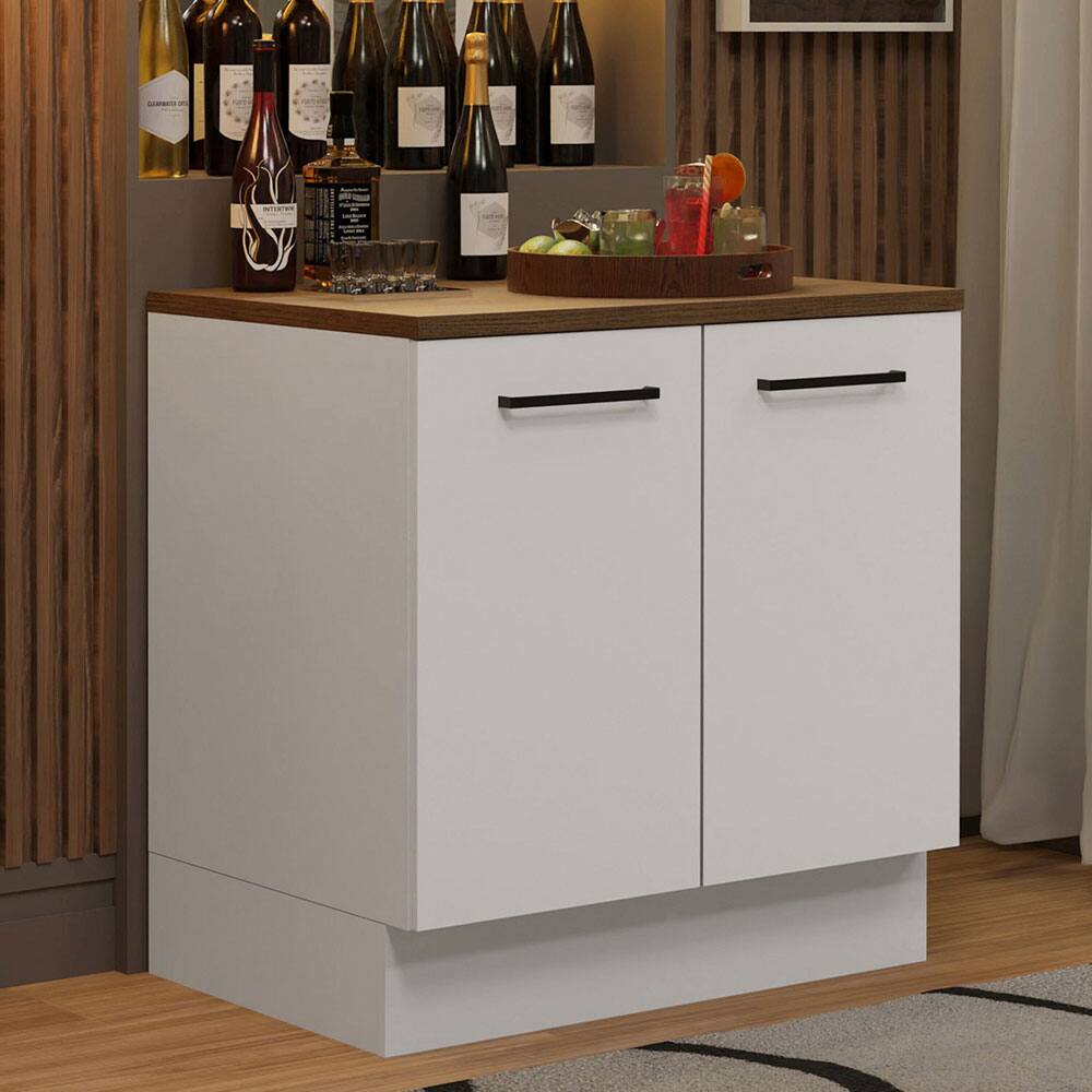 Angle. Madesa - Madesa Home Bar Cabinet with 2 Doors Unit Ideal for Storing Glassware, Drinks, and Utensils – White - White.