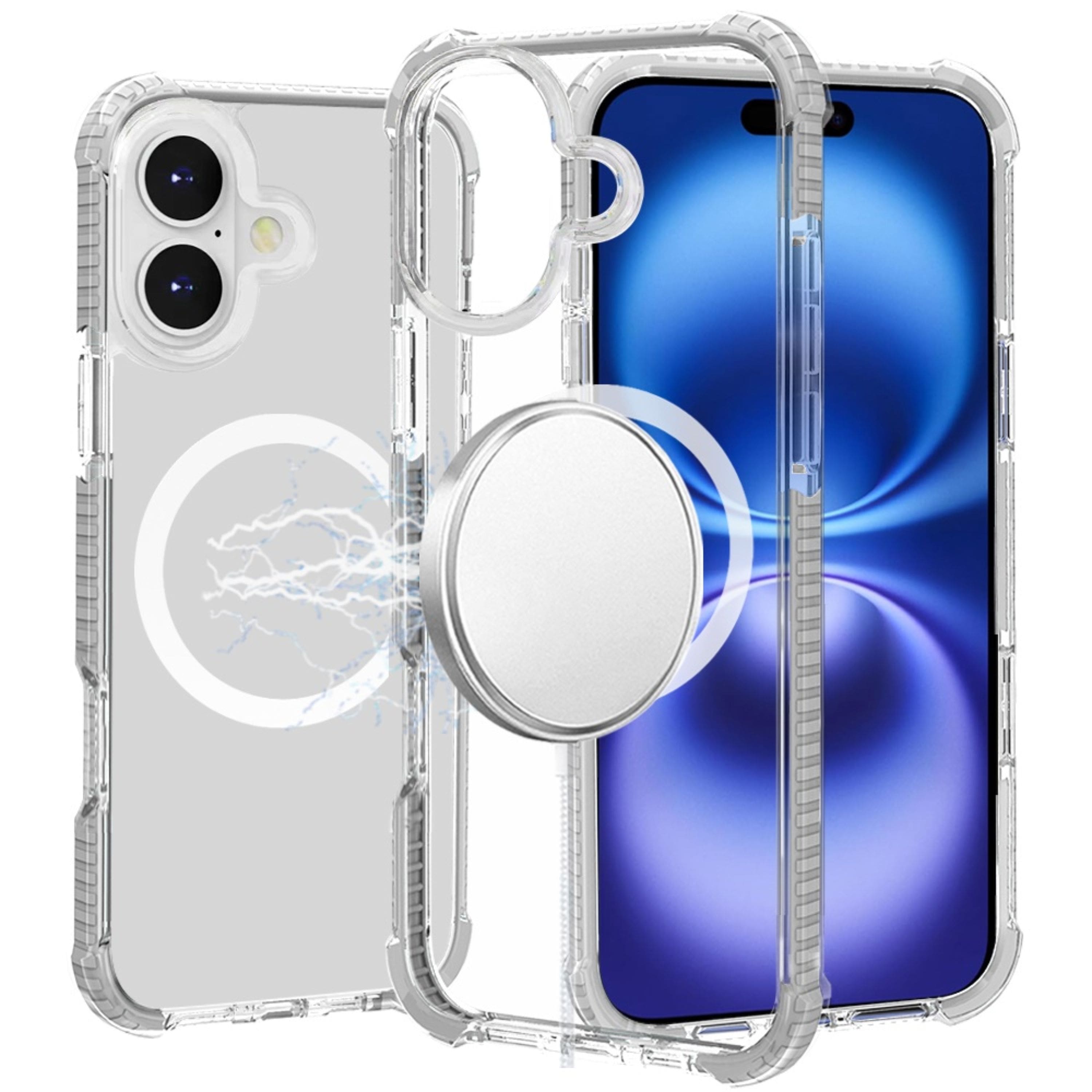 Kitcheniva - Magnetic Circle Acrylic ShockProof Cover Phone Case With Tempered Glass For iPhone 17 - White price history on PriceWatchPro