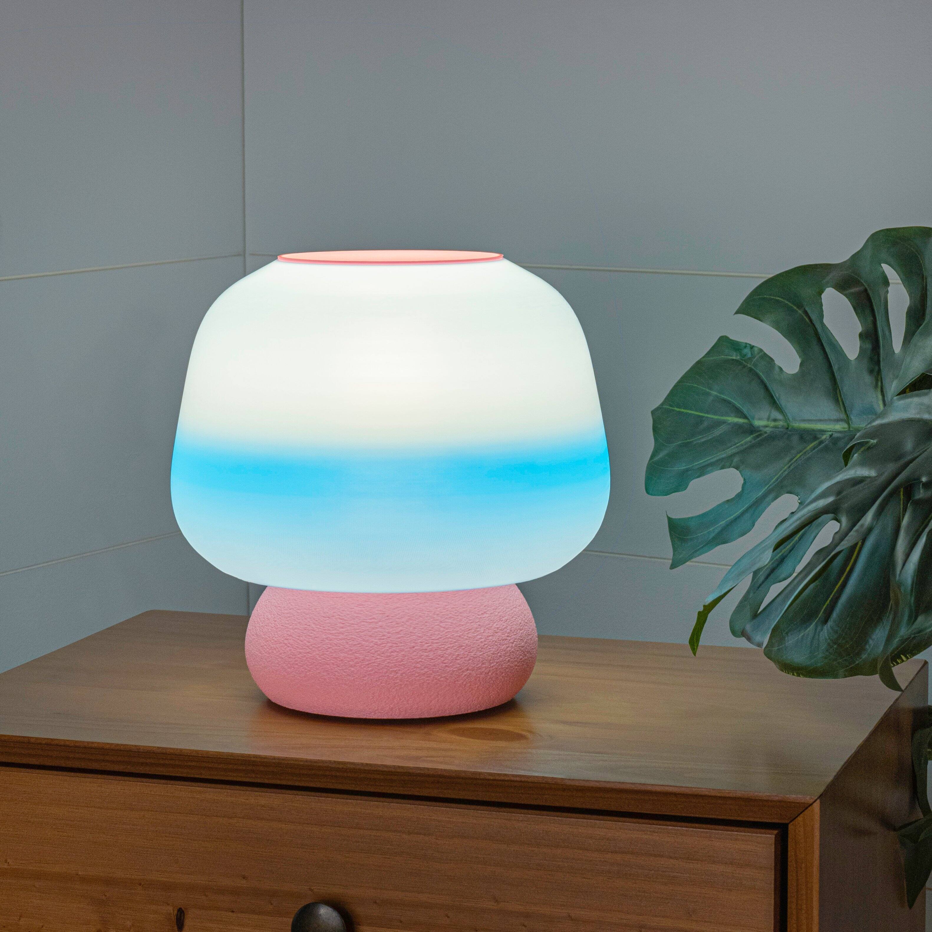 Alt View 1. Jonathan Y - Portobello 10" Modern Classic Plant-Based Filament Dimmable LED 3D Printed Mushroom Table Lamp Blue/White/Light - Blue/White.