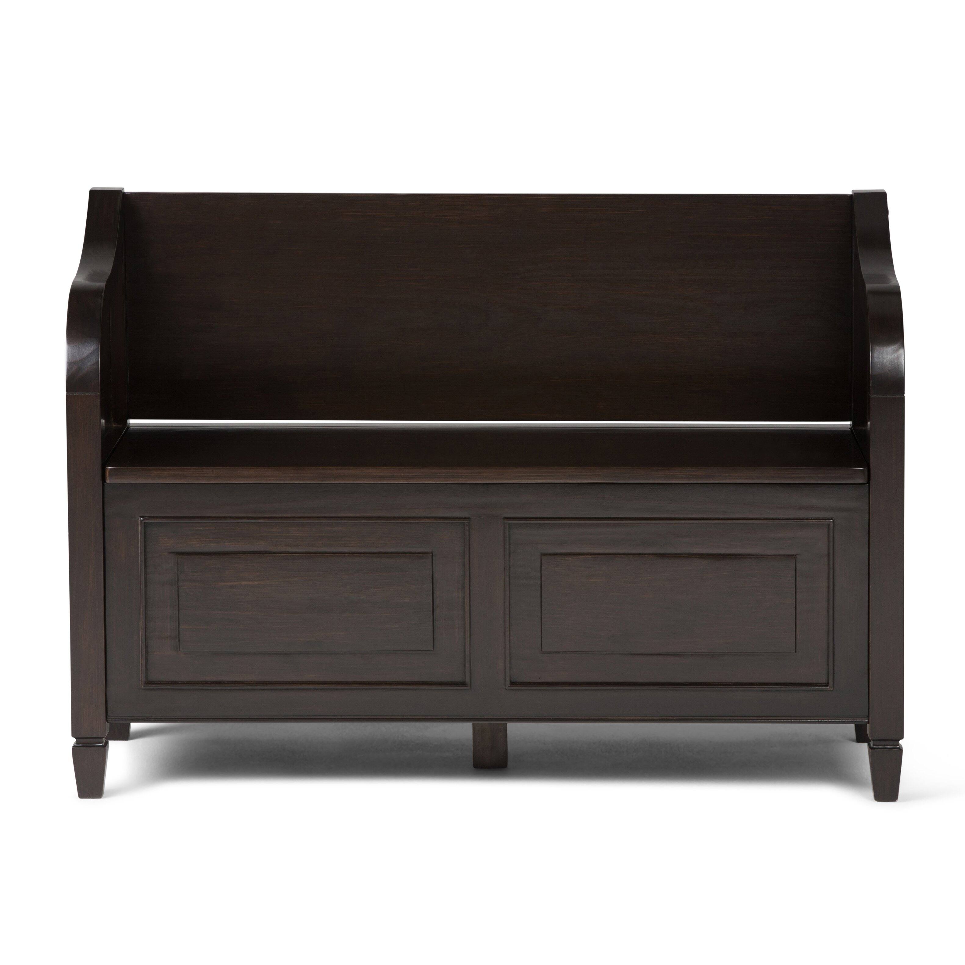Left. Simpli Home - Connaught Solid Wood 42 inch Wide Storage Bench and 40 inch Wide Storage Cabinet in Dark Chestnut Brown - Dark Chestnut Brown.
