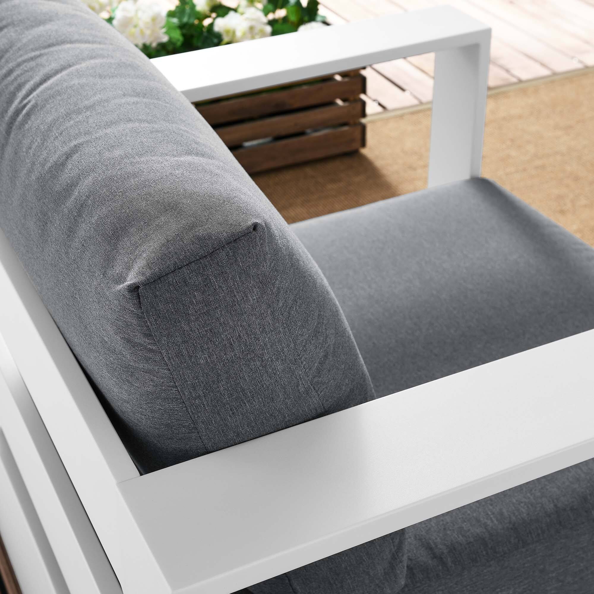 Alt View 1. Modway - Tahoe Outdoor Patio Powder-Coated Aluminum Armchair by Modway - White Charcoal.