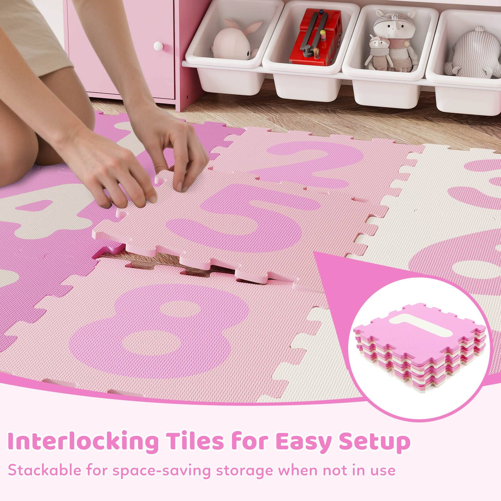 Interlocking Tiles for Easy Setup  
Stackable for space-saving storage when not in use