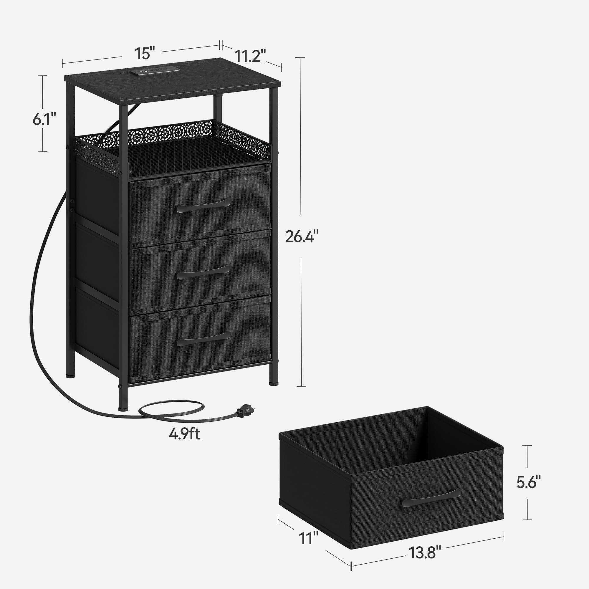 15" x 11.2" x 6.1"  
26.4" x 4.9ft  
11" x 13.8" x 5.6"