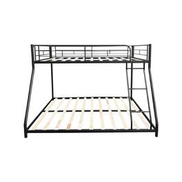 Ecooso - Metal Twin over Full Bunk Bed/ Heavy-duty Sturdy Metal/ Noise Reduced/ Squeak Free/ Wooden Slat/ No Box Spring Needed - Black