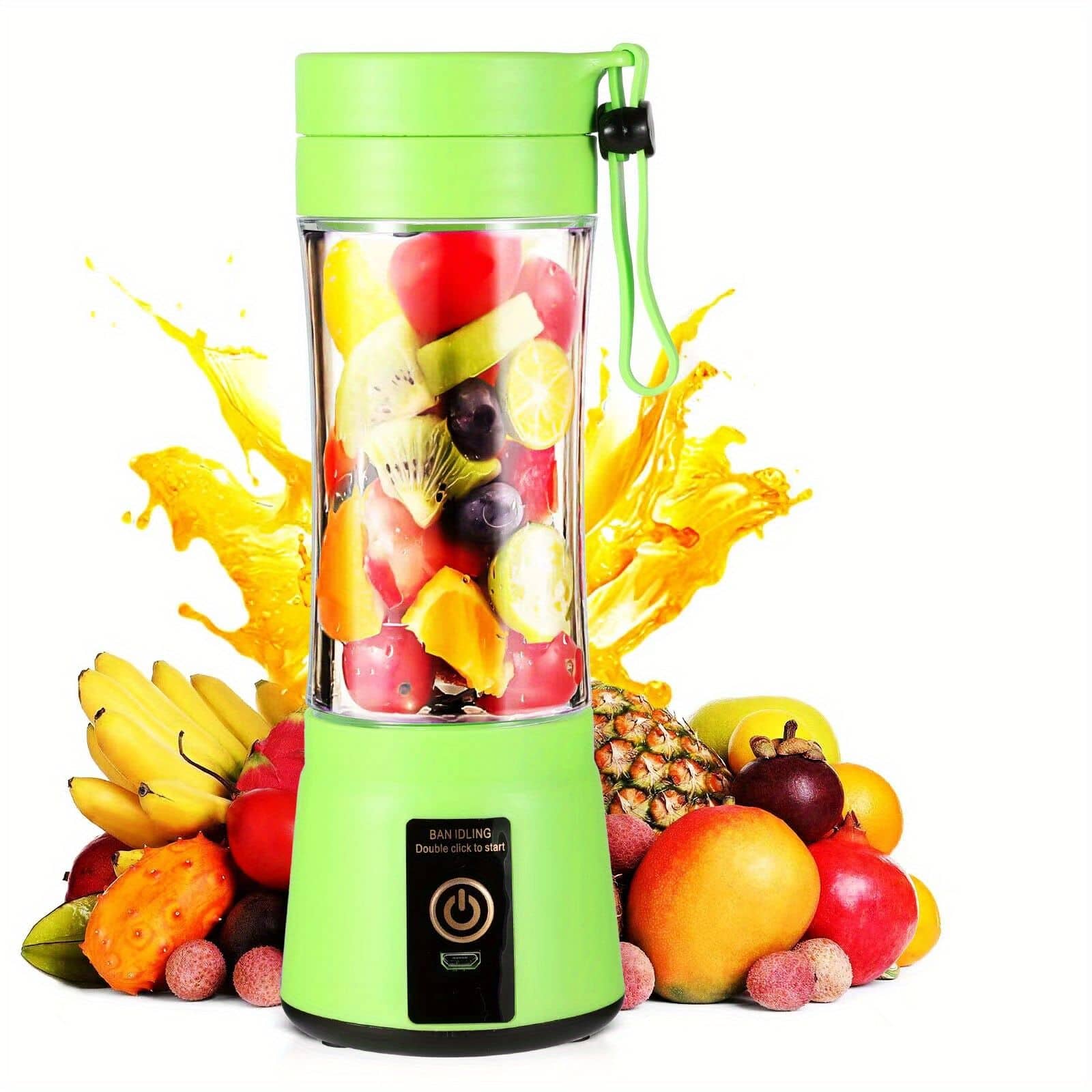 Forest'nSky - 380ML Portable Juicer and Blender Cup, USB Rechargeable with 6 Blades for Fresh Juice - Green