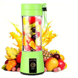 Forest'nSky - 380ML Portable Juicer and Blender Cup, USB Rechargeable with 6 Blades for Fresh Juice - Green