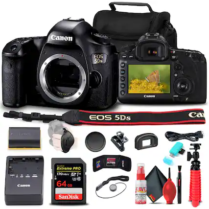 Canon EOS 5Ds
Canon EOS 5Ds
Canon SanDisk Extreme PRO 170 MB/s 64 GB
SanDisk ULTIMA
Canon battery
Canon charger
Canon lens cap
Canon strap
Canon cleaning kit
Canon tripod