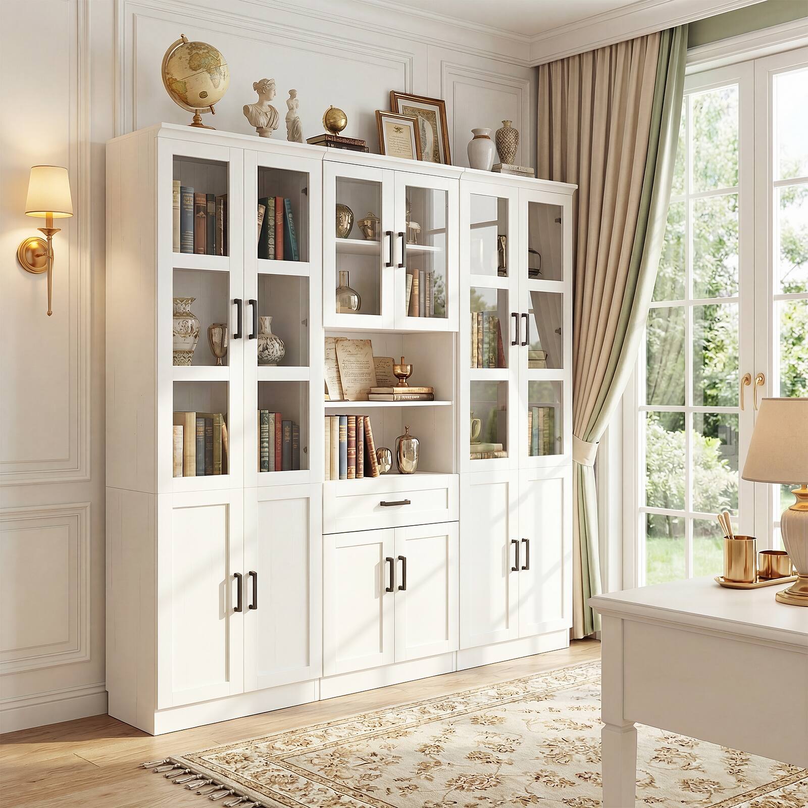 Alt View 3. Aheaplus - 79.7'' Tall Pantry Cabinet 3-Piece Set - 70.8'' Width Kitchen Hutch Cabinet with Drawers & Adjustable Shelves - White.