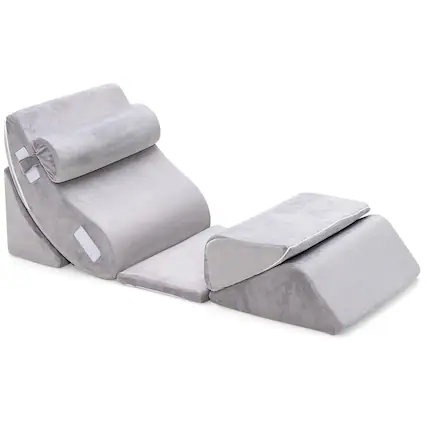 Front. Costway - Costway 6PCS Wedge Pillow Set, Multi-angle Orthopedic Bed Pillow Kit Velvet Cover for Back Neck Leg - Gray.