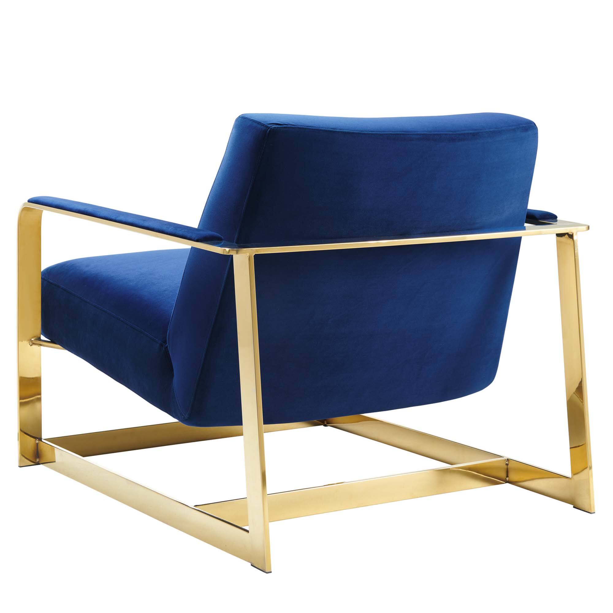 Alt View 2. Modway - Seg Performance Velvet Accent Chair by Modway - Gold Navy.