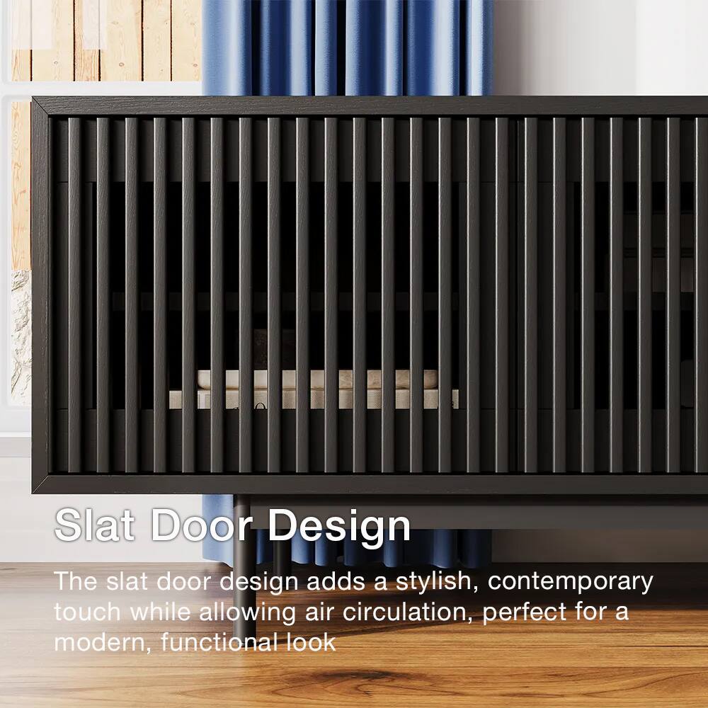Slat Door Design

The slat door design adds a stylish, contemporary touch while allowing air circulation, perfect for a modern, functional look