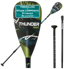 SereneLife - SLPADDLE30 Adjustable 3-Piece SUP Paddle, Carbonfiber, Lightweight & Comfortable with Carrying Bag - Green