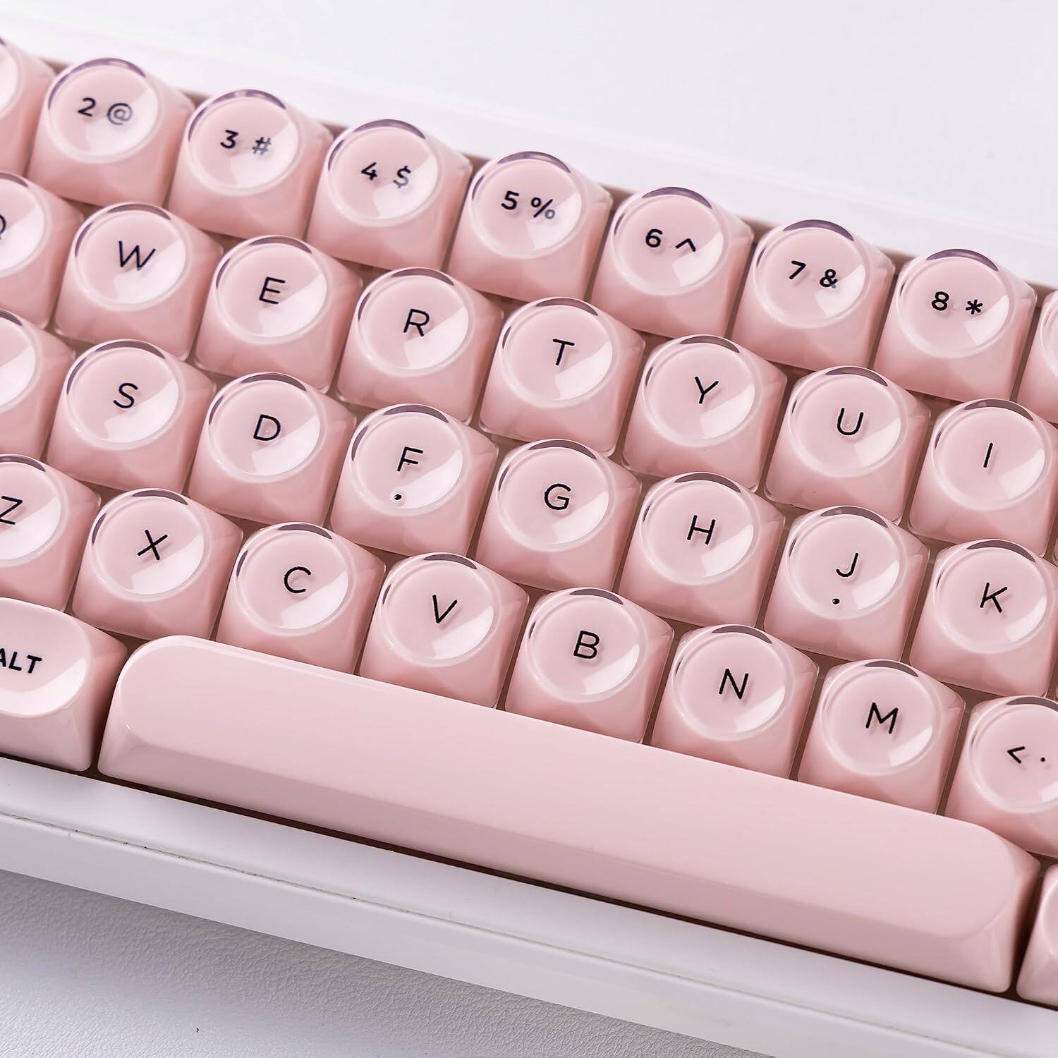 Left. Womier - 128 Keys PBT Keycaps,Foundation Jelly Keycaps MOA Profile for US layout MX Stem Switch Mechnical Keyboard - Pink.