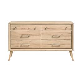 TinyHomie - Classic Style Dresser of 6x Drawers Natural Finish Wooden Bedroom Furniture 1pc Mid-Century Modern Design - Oak