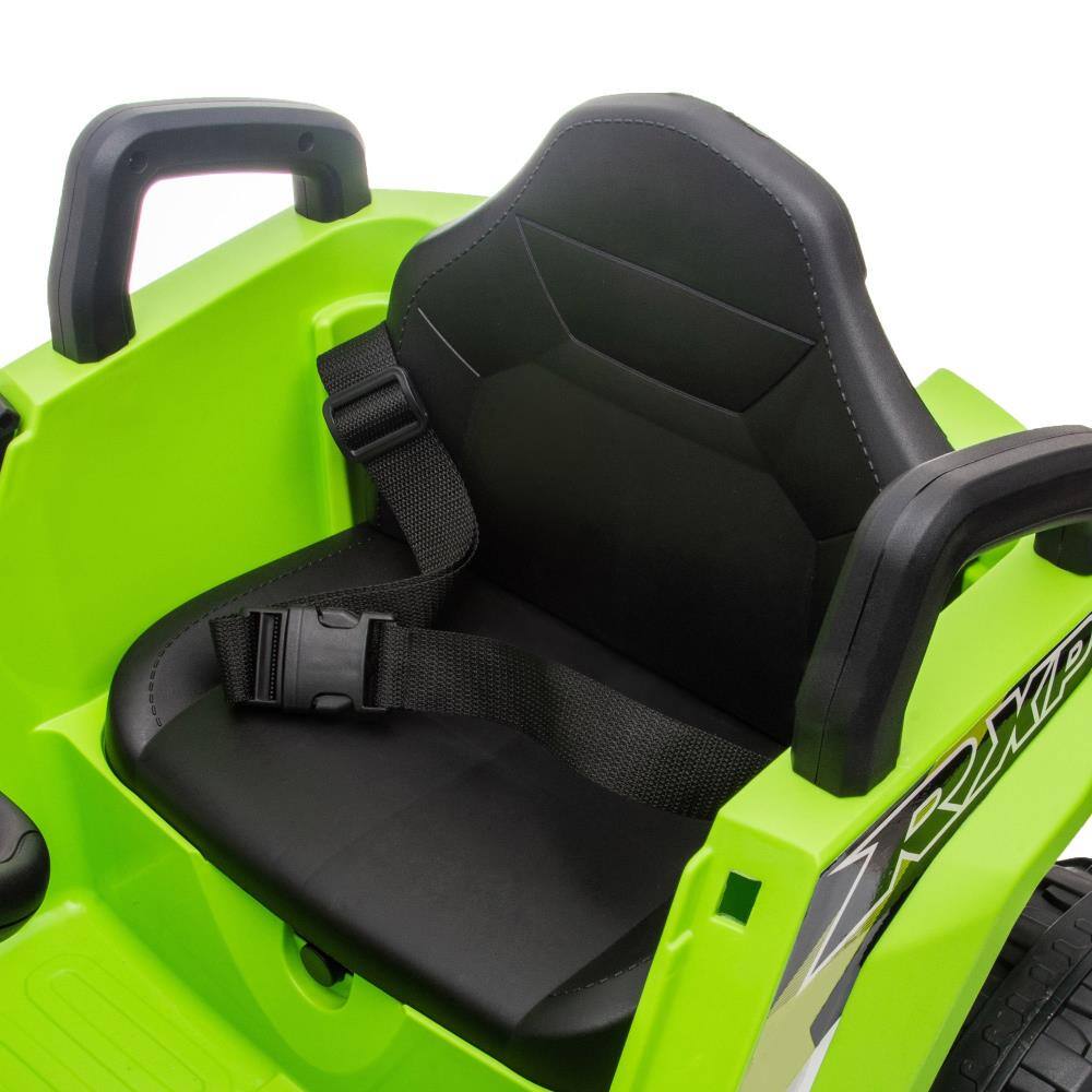 Alt View 2. BreeBe - 12V Kids Ride On Mini UTV, Electric Car w/ LED Lights, Horn, Single Seat, Safety Belt, Forward/Reverse Function - Green.