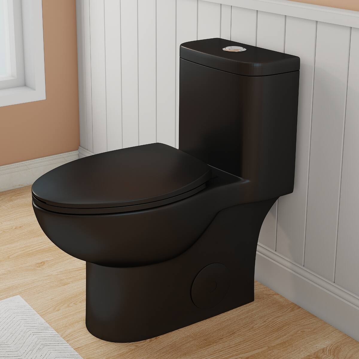 Front. Loheer - Loheer Matte Black One Piece Toilet, Dual Flush, Elongated Bowl, ADA Comfort Height - Matte Black.