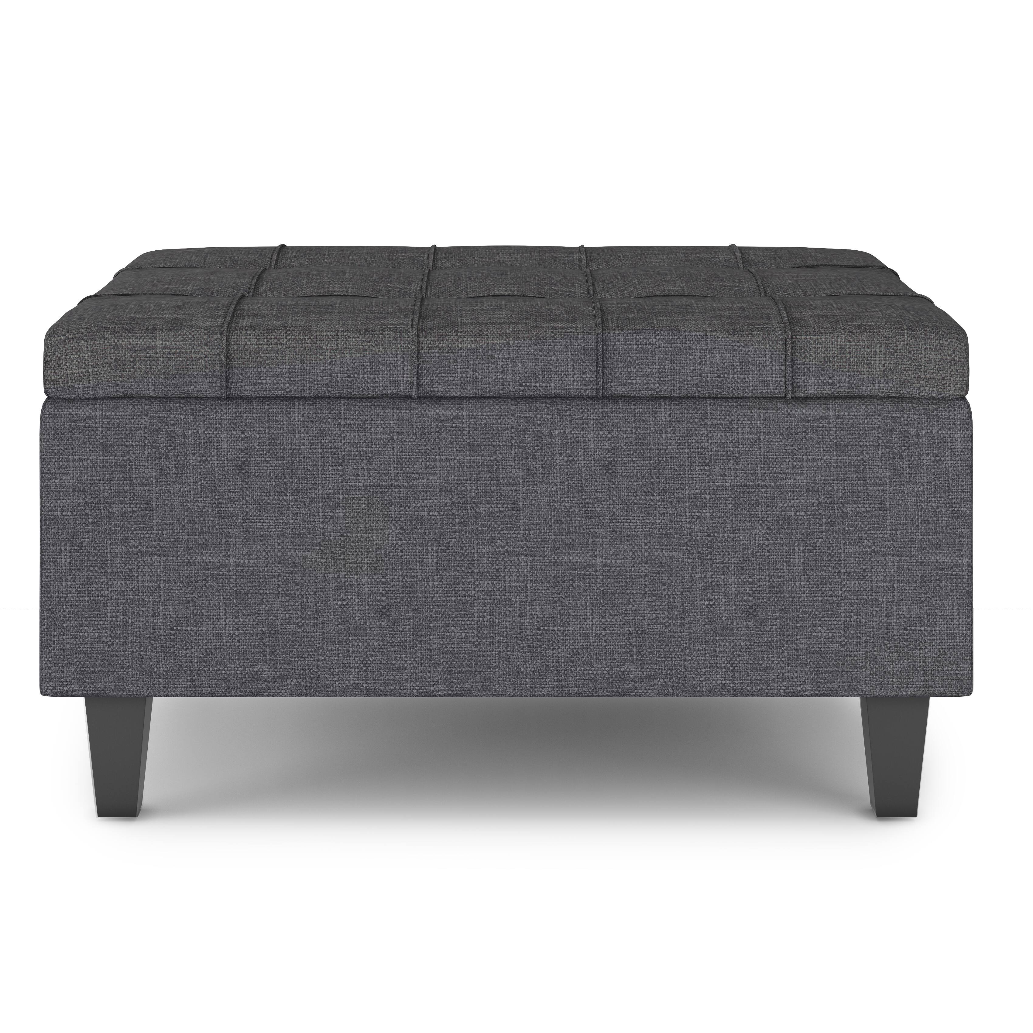 Back. Simpli Home - Harrison Small Coffee Table Storage Ottoman - Slate Grey.