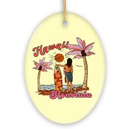 OrnamentallyYou - Unique Hawaii Cartoon Art Christmas Ornament Holiday Gift for Surfers - Multi-colored
