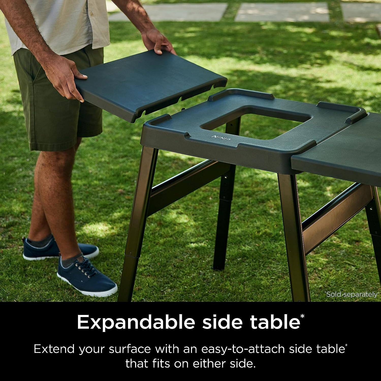 Expandable side table*

Extend your surface with an easy-to-attach side table* that fits on either side.

Sold separately