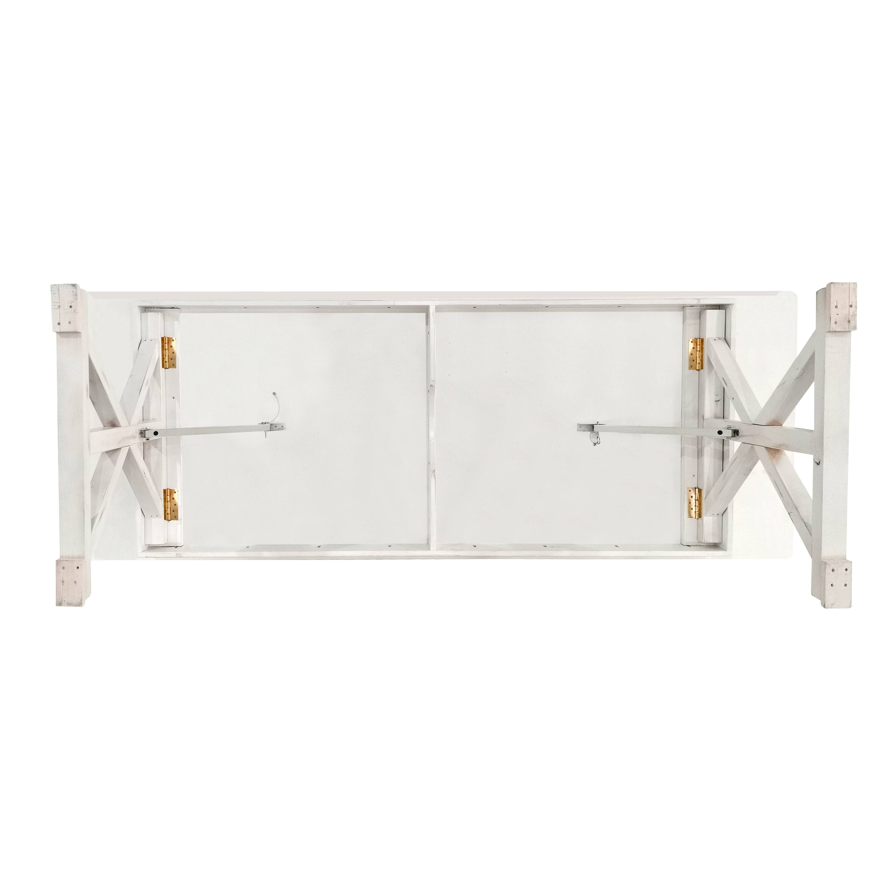 Alt View 5. Flash Furniture - HERCULES 9' x 40" Rectangular Antique Rustic White Solid Pine Folding Farm Table with X Legs - White.