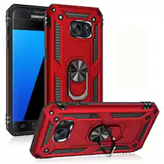 Front. Kitcheniva - Heavy Duty Armor Case With Magnetic Ring Stand For Samsung Galaxy S9 Case And Tempered Glass Red - Red.