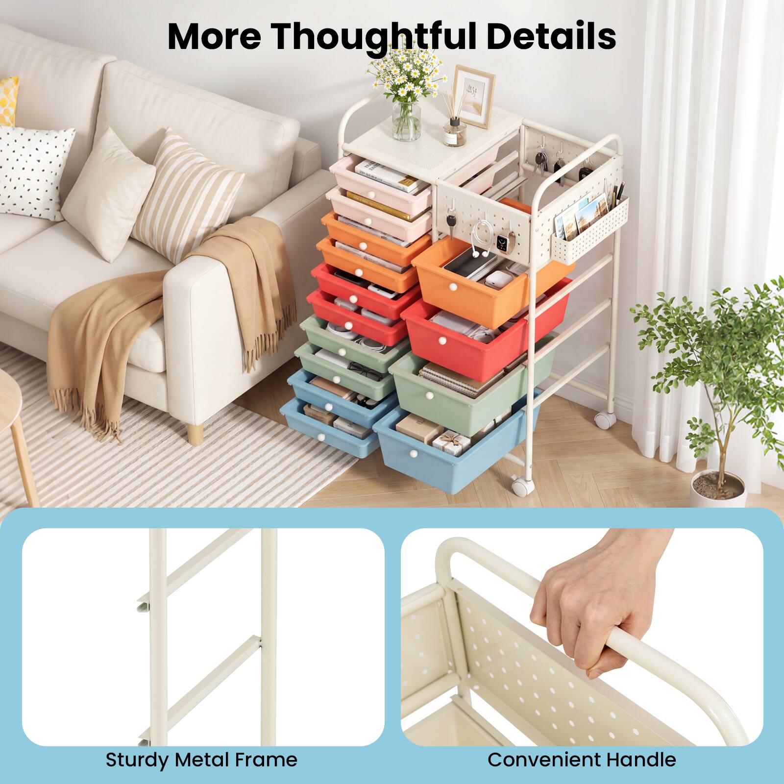 More Thoughtful Details

- Sturdy Metal Frame
- Convenient Handle
