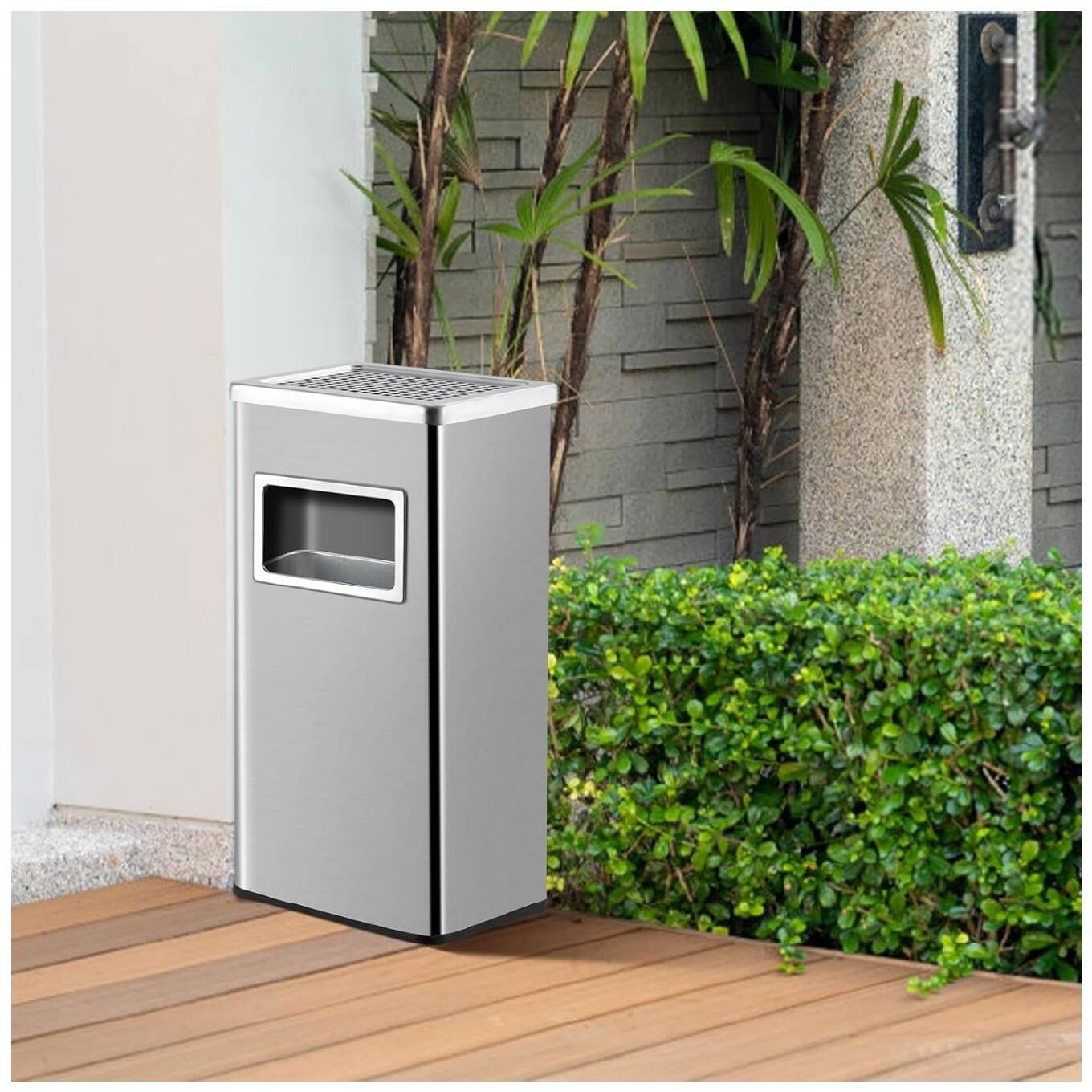 Alt View 2. GARVEE - Heavy Duty 30L Stainless Steel Kitchen Trash Can with Lid and Removable Inner Bucket - Commercial Square Recycling Bin - Silver.