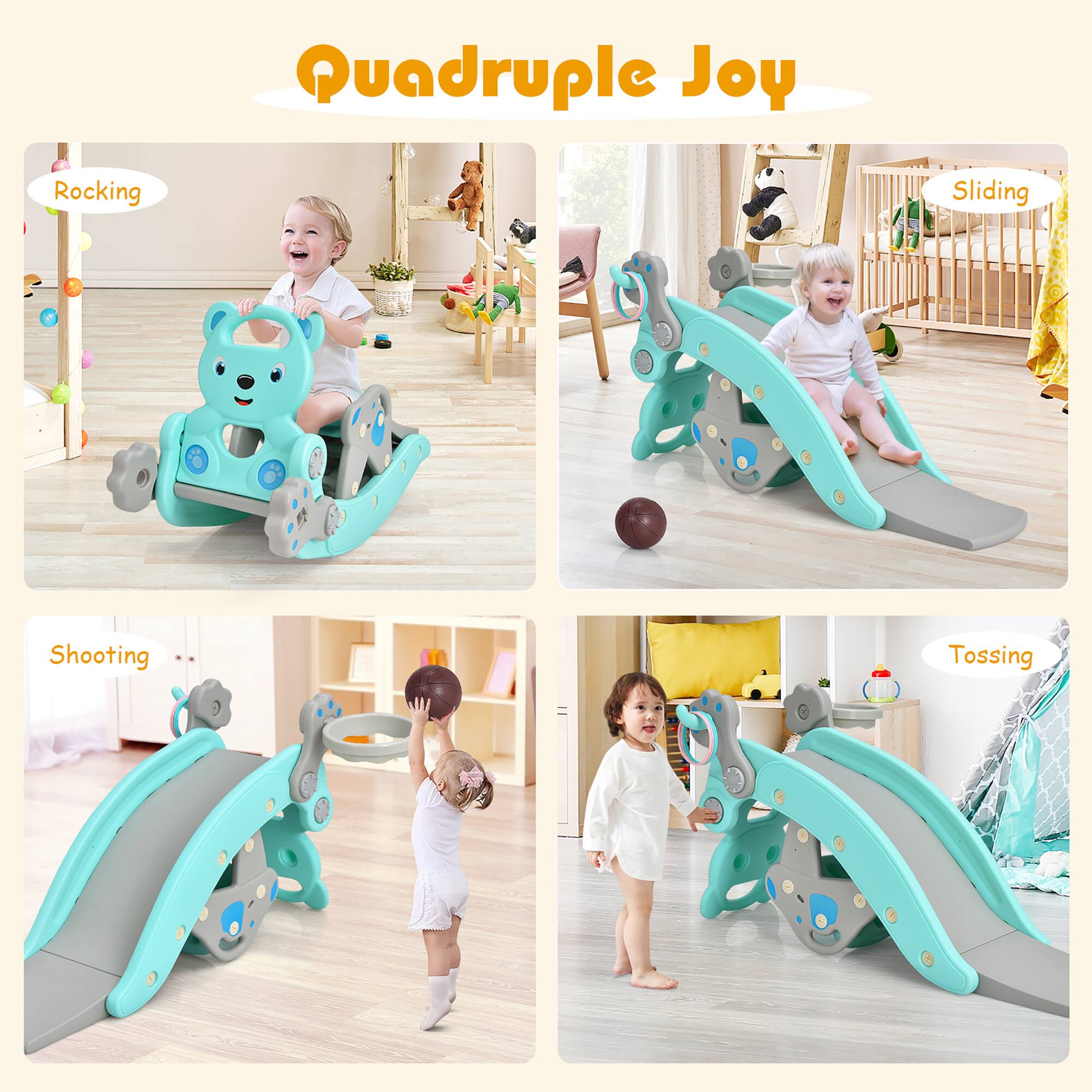 Quadruple Joy

Rocking  
Sliding  
Shooting  
Tossing