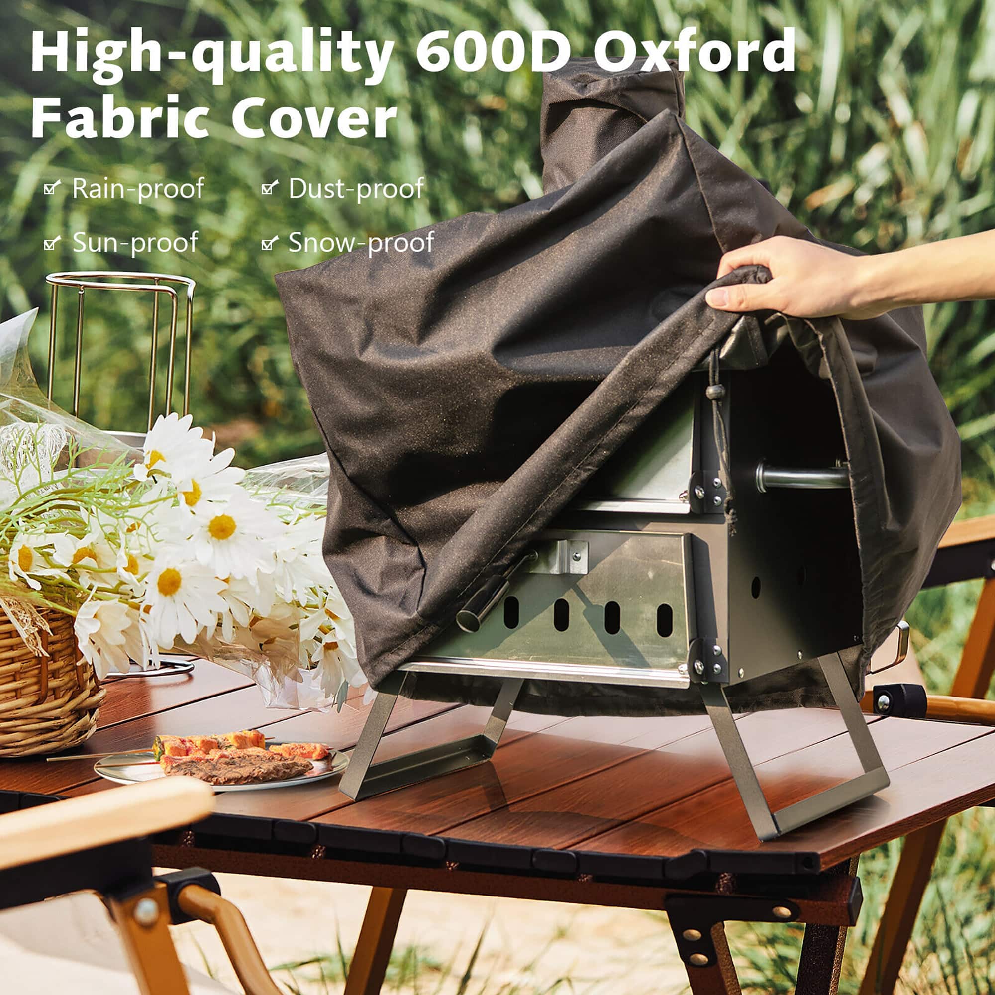 Gymax 2 layer Outdoor Wood Fired Pizza Oven w/ Anti scalding