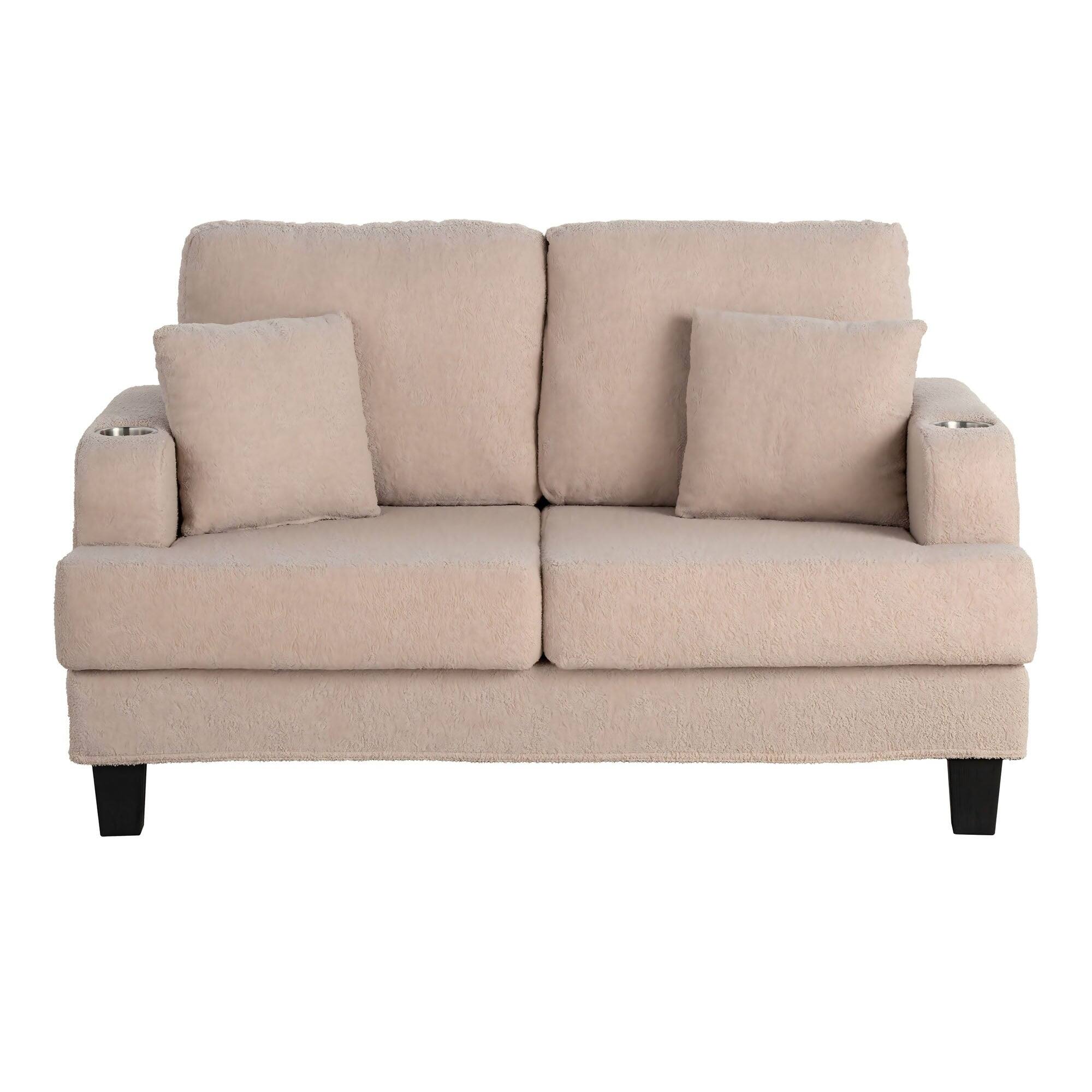Alt View 8. Boyel Living - 84.64 in. Wide Straight Arm 3-Seat Fabric Sectional Sofa with Ottoman, USB Port and Cup Holder - Beige.