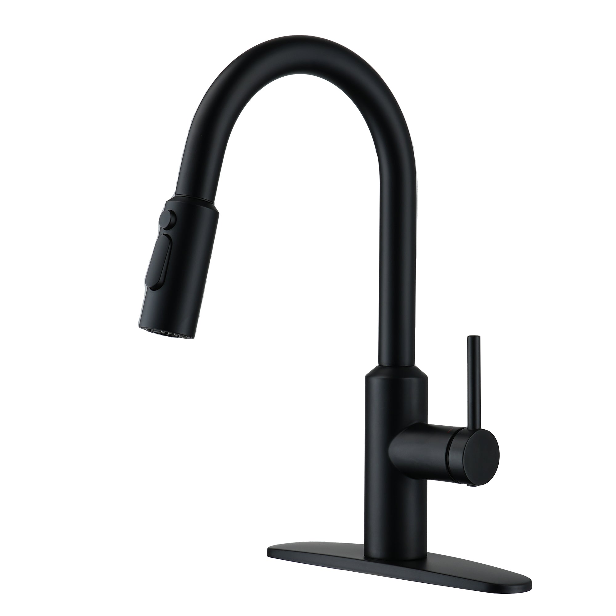 Front. Boyel Living - 3-Spray Patterns 1.8 GPM Single Handle Pull Down Sprayer Kitchen Faucet with Deckplate, Detachable Brush in Matte Black - Matte Black.