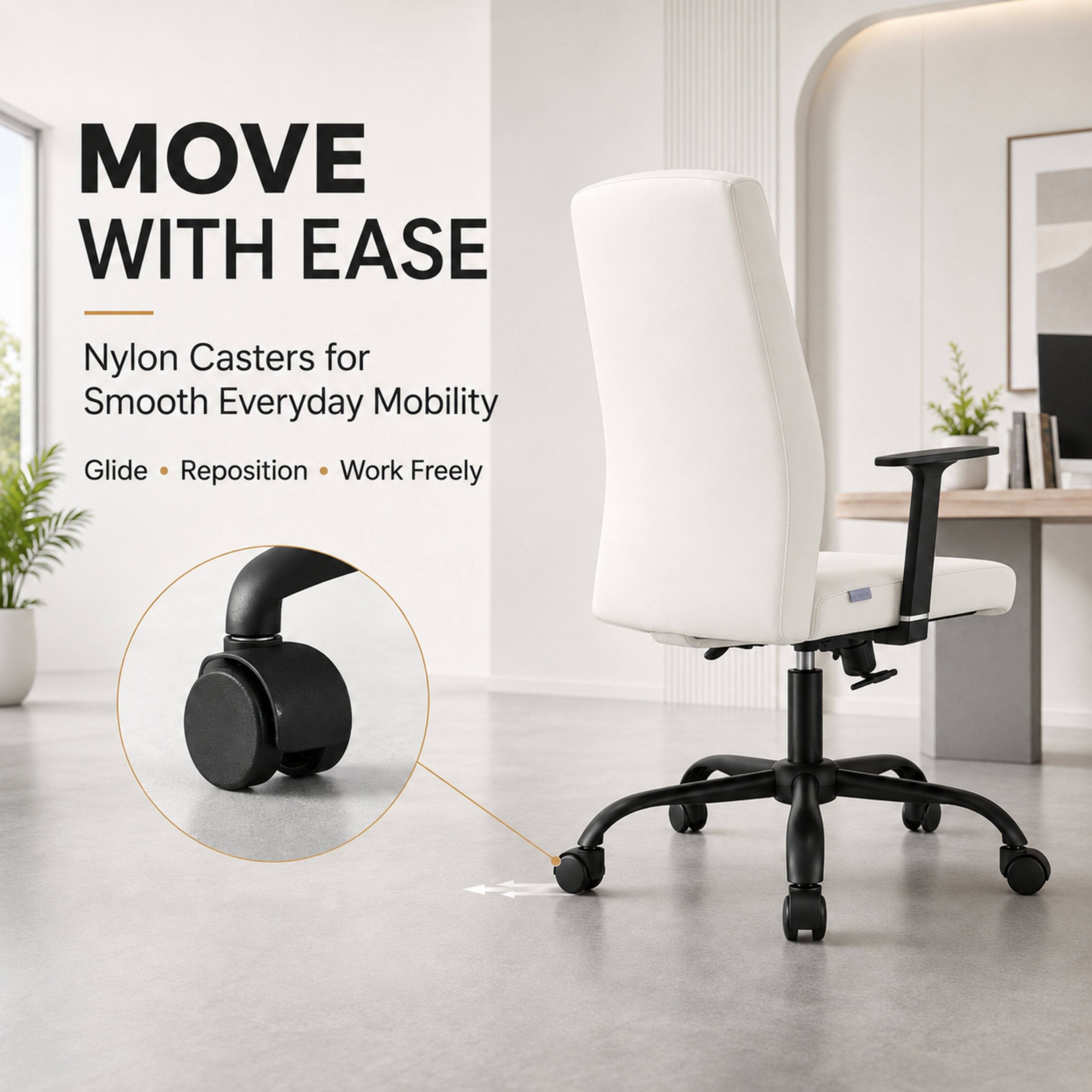 MOVE WITH EASE

Nylon Casters for Smooth Everyday Mobility

Glide • Reposition • Work Freely