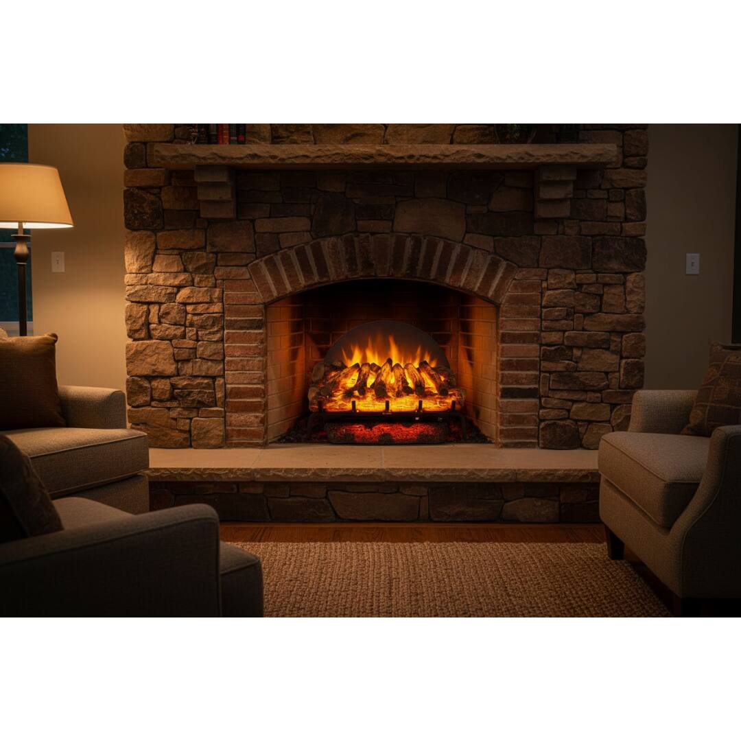 Alt View 6. Touchstone Home Products - 27 in. Freestanding BurnBrite Smart Electric Log Insert 1500W - Black.