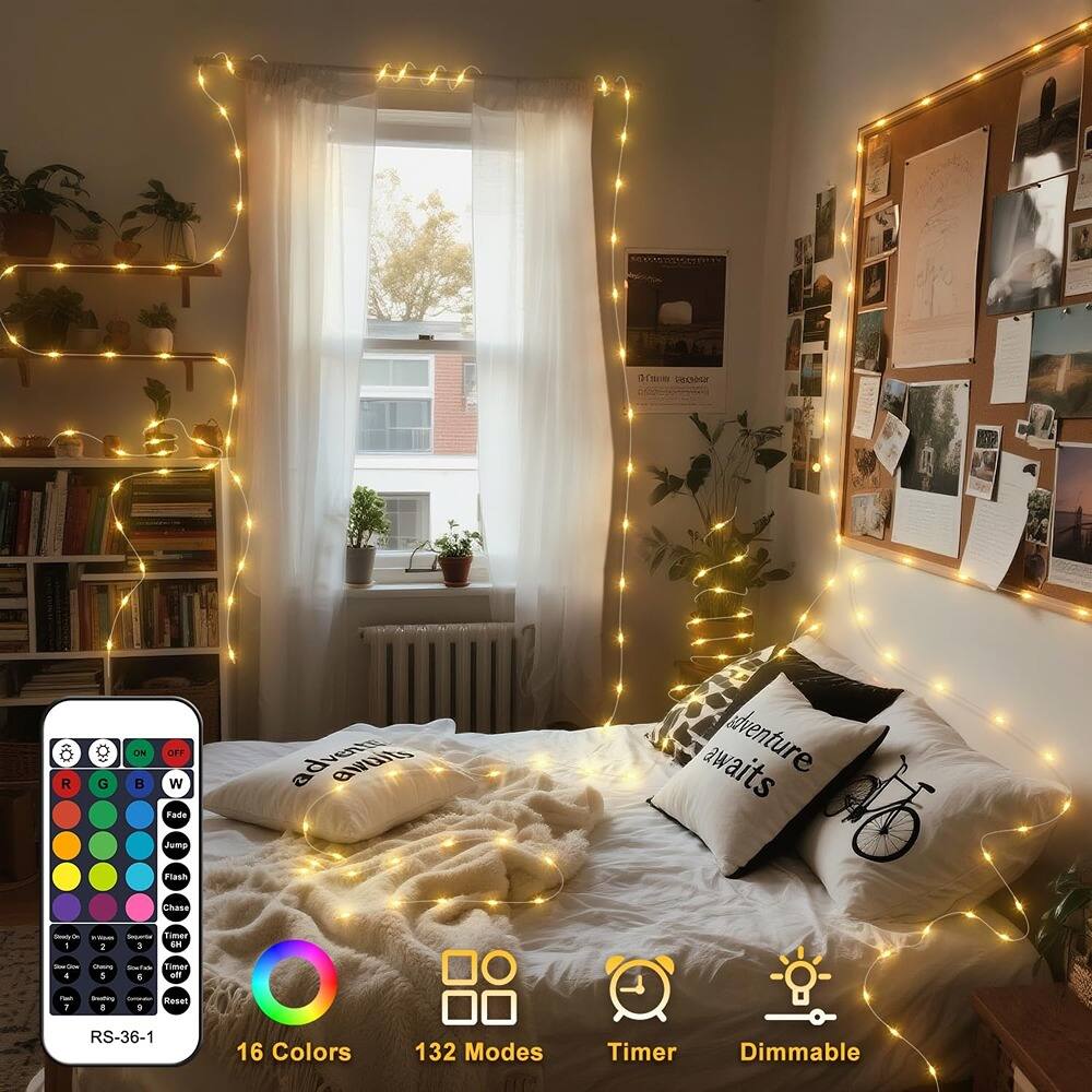 Sure, here is the corrected and grouped text from the image:

- RS-36-1
- 16 Colors
- 132 Modes
- Timer
- Dimmable
- Hoo R G B ON I OFF W Fade advente Cvuls awaits edventure Jump Flash Chase
- Tomer 1 - A -N aTs STa Tumar a 8 . on - troatrg Resel 1 A 1
- RS-36-1
- 16 Colors
- 132 Modes
- Timer
- Dimmable