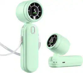 PRIMEPLUS - Handheld Turbo Fan 4000mAh, 30ft/s Max Airflow, 5-Speed Portable Personal Fan with 12H Battery, Quiet Cooling for Travel - Mint Green