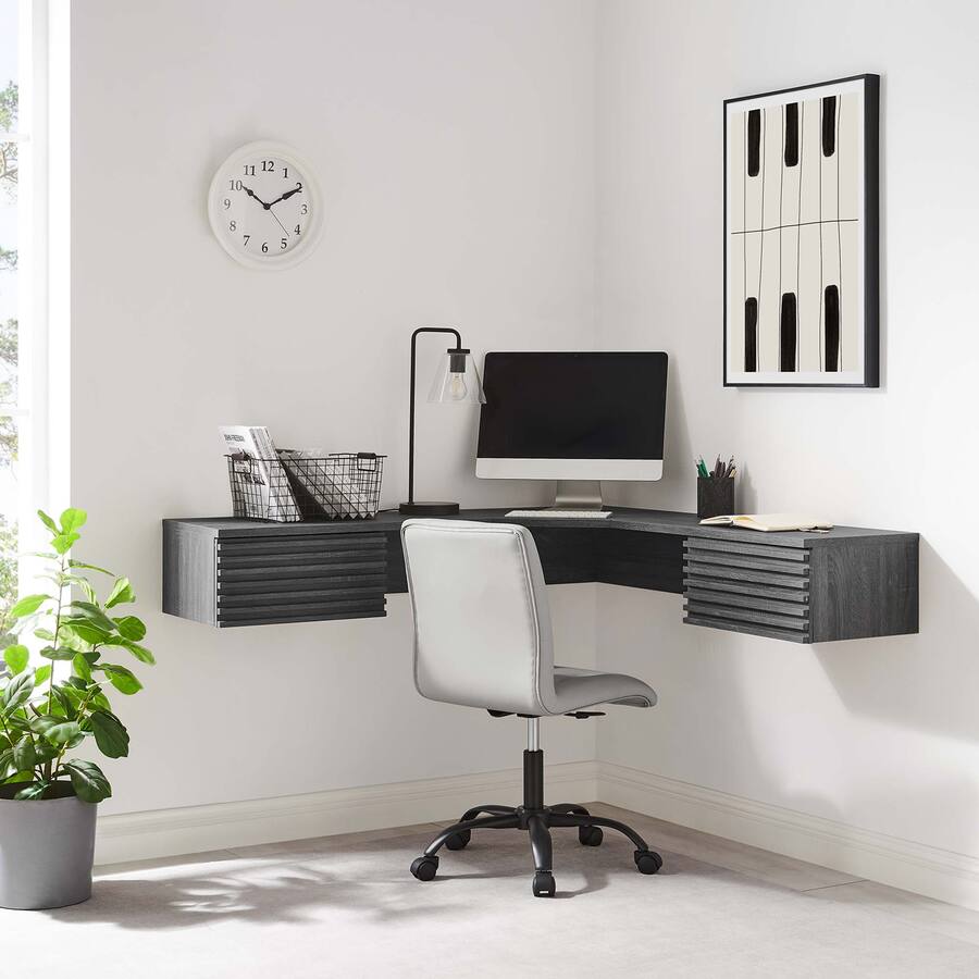 Desk For Rendering Render Wall Mount Corner Office Desk by Modway Charcoal EEI-6181-CHA ...