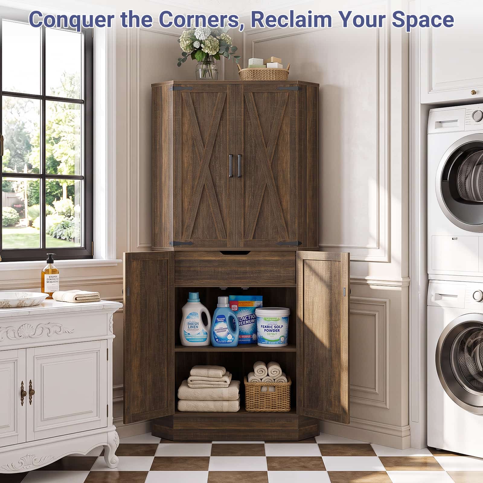 Conquer the Corners, Reclaim Your Space

SHOVOL CONSPEN MIRACION
ENESH LINEN
LACTION EENUM FEKRIC SOLP POWDER 11:597