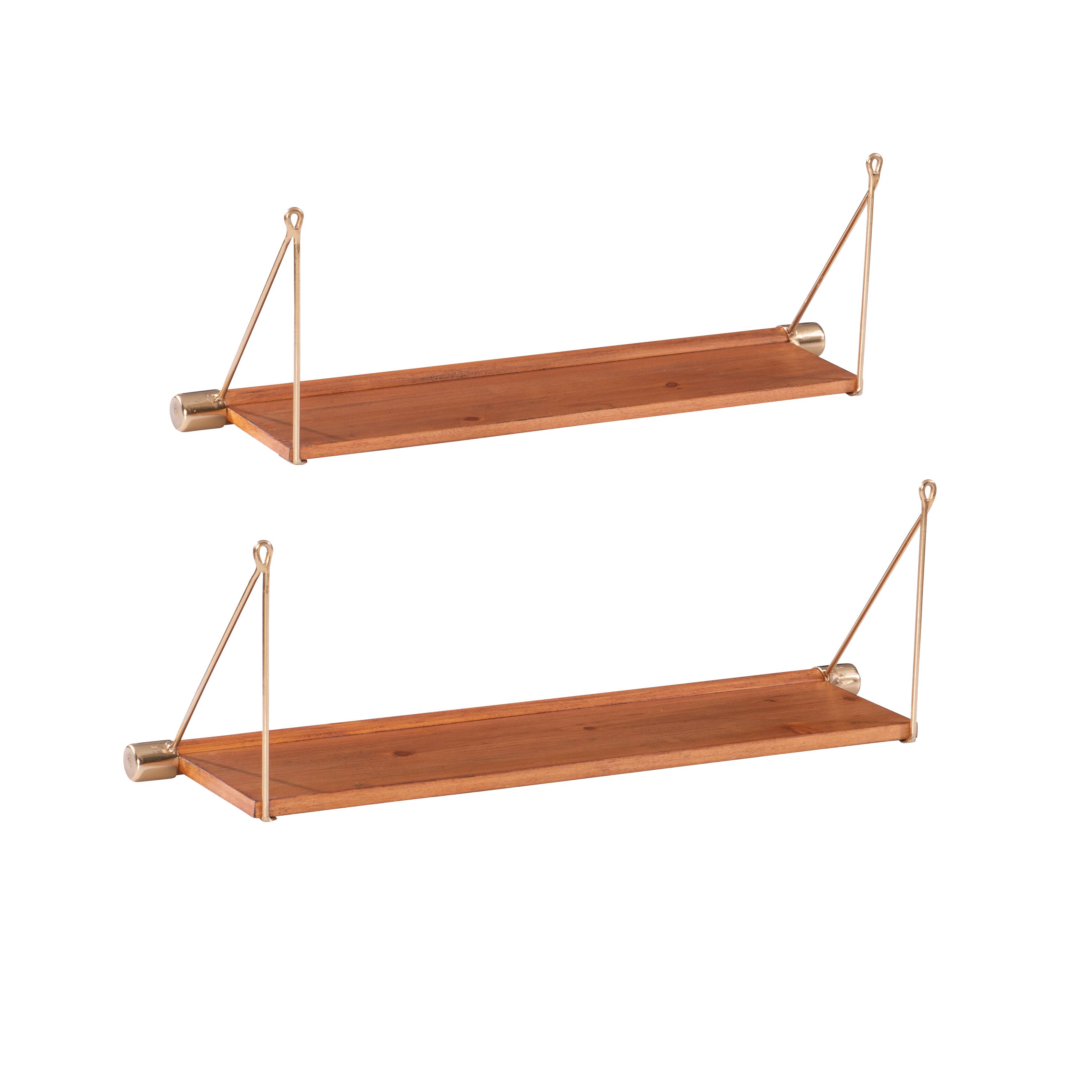 Best Buy Linon Home Décor Fremont Wood and Iron Wall Shelves Set of