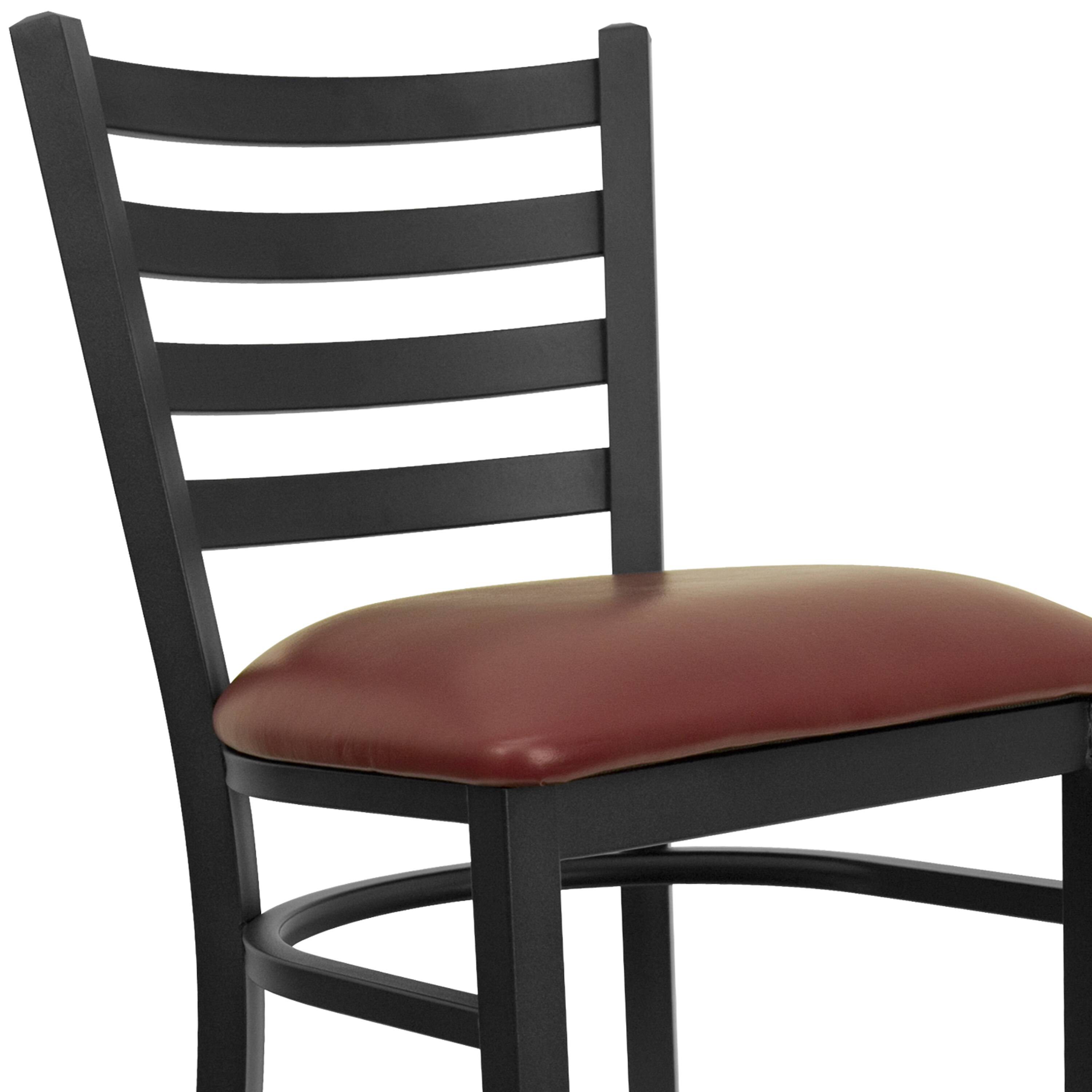 Alt View 10. Emma + Oliver - Ladder Back Metal Restaurant Dining Barstool - Burgundy Vinyl Seat/Black Metal Frame.
