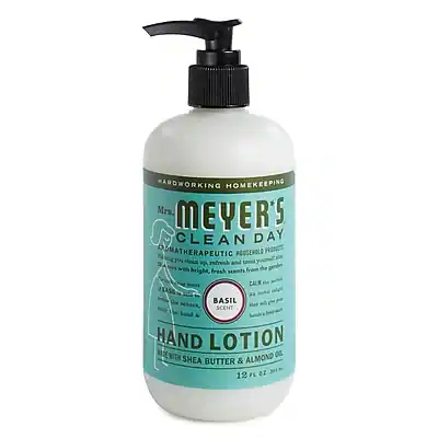 **Hardworking Homekeeping**
**Mrs. Meyer's Clean Day**
**Therapeutic Housecleaning Perfected**
**Basil Scent**
**Hand Lotion**
**With Shea Butter & Almond Oil**
**12 FL OZ (355 mL)**
**Refresh and with bright, fresh scents**