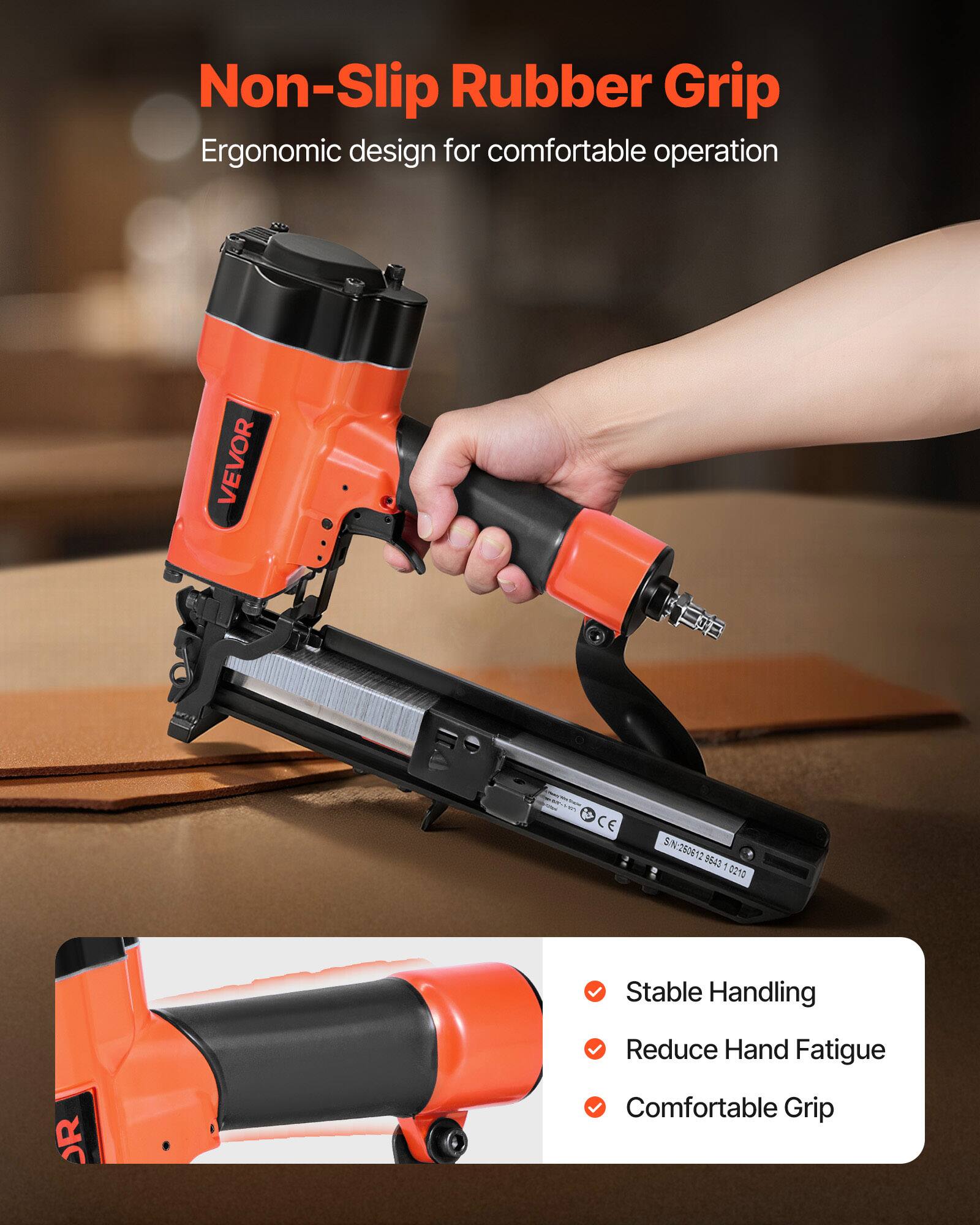 Non-Slip Rubber Grip  
Ergonomic design for comfortable operation  

Stable Handling  
Reduce Hand Fatigue  
Comfortable Grip