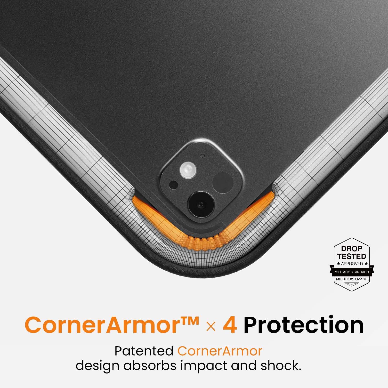DROP TESTED APPROVED  
MILITARY STANDARD  
ML STD 810H-516.8  

CornerArmor™ x 4 Protection  
Patented CornerArmor design absorbs impact and shock.