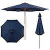 Front. Costway - Costway 9 FT Patio Umbrella with Adjustable Height, Rope Pulley Lift, Vented Top for Beach - Navy Blue.