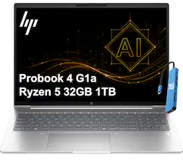 HP - Upgraded - Probook 4 G1a 16" FHD+ Laptop - Probook 465 - AI PC - AMD Ryzen 5 230 2025 - 32GB Memory - 1TB SSD - Backlit - Win 11Pro - Pike Silver