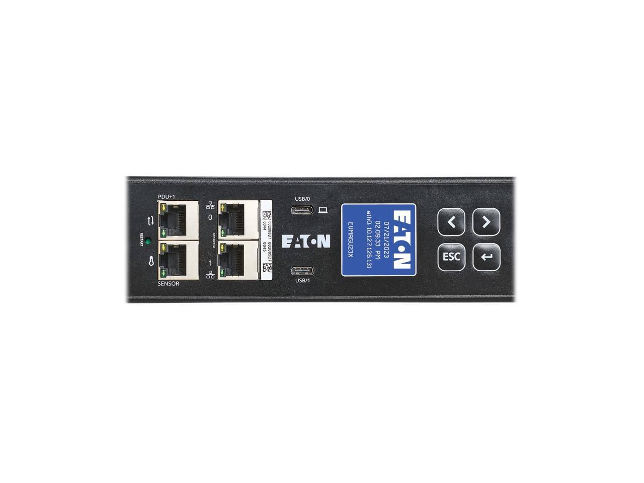 RESTART PDU+1  
i 11 8 I SENSOR 66 0 8 1 O  
USB/O g 7 P900 OPRARS SPOO  
EATON 0999700  
2 UB/1 EUMAGU23X  
eth0. 02.09.33  
07/21/2023 EATON 10.127.126.131 PM ESC