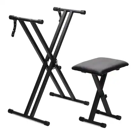 Front. MAGICAL RUBS - Stands And Bench Set Double-x Stand Adjustable & Portable Digital Piano With Locking Straps - Default.