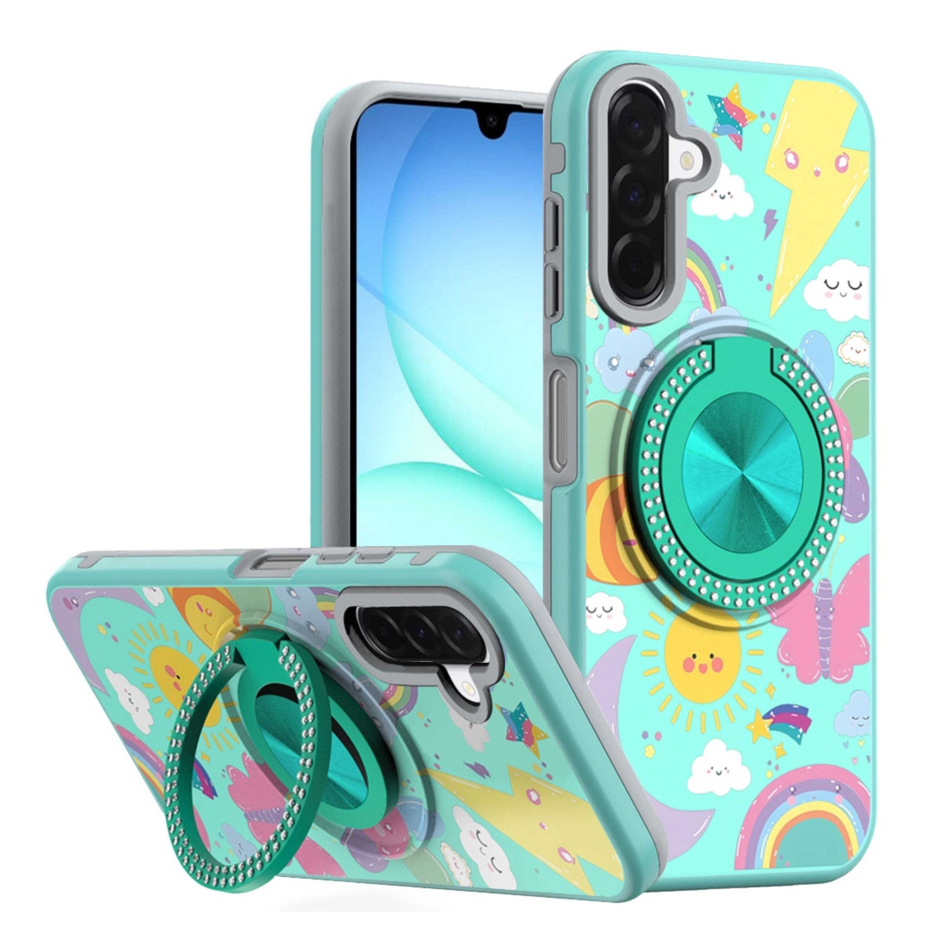Kitcheniva - Printed Design Case With 360 Rotating Stand Tempered Glass For Samsung Galaxy A17 5G Sun Rainbows - Multicolor price history on PriceWatchPro