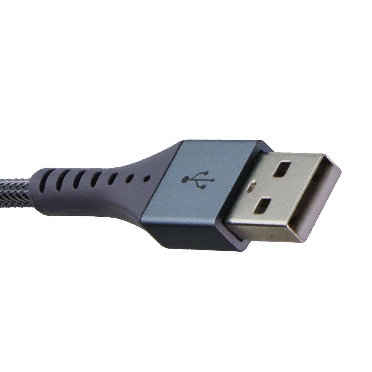 Angle. Ventev - 10-Foot High-Speed USB-A to Lightning Cable - Alloy - Gray.