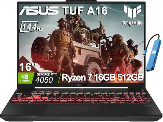 ASUS TUF A16
144Hz
TUF GAMING
16"
GEFORCE RTX 4050
Ryzen 7
16GB
512GB